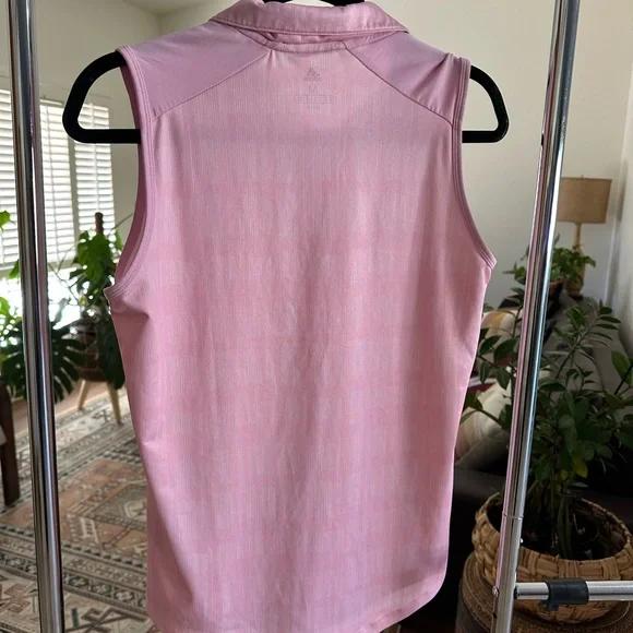Adidas Women's Pink Collared Active Golf Tennis Pickle Ball Tank Top Shirt Sz M - Picture 9 of 12